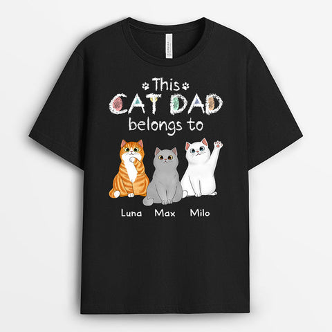 Personalised This Cat Dad Belongs To T-shirts as 60th birthday gift ideas men