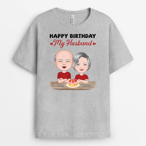 Personalised Happy Birthday My Husband T-shirts as 60th birthday gift ideas men