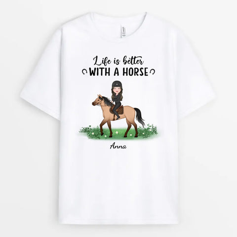 Custom T-Shirt with names, illustration for horse lovers - Gifts For 60th Birthday Sister