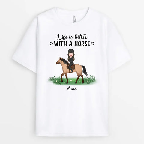 Custom T-Shirt with names, illustration for horse lovers - Gifts For 60th Birthday Sister[product]