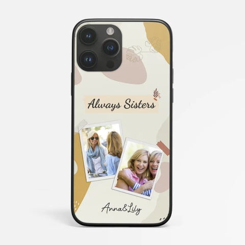 60th birthday gifts for sister with a customised phone case printed with photo, names and message