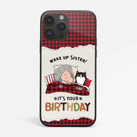 Customised phone case with name, pet, illustration and text as 60th Birthday Gifts For A Sister