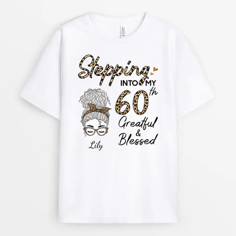 60th Birthday T Shirts For women with names, portrait and a heartfelt 60th birthday message[product]