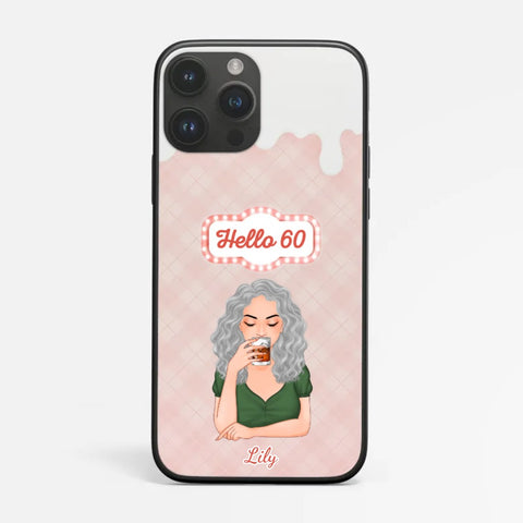 60th Birthday Gifts For A Sister - custom phone case with her name, illustration and 60th birthday quote