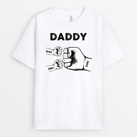 Personalised Dad Kid Fist Bump T-Shirt- 70th Birthday Gifts Ideas For Dad UK