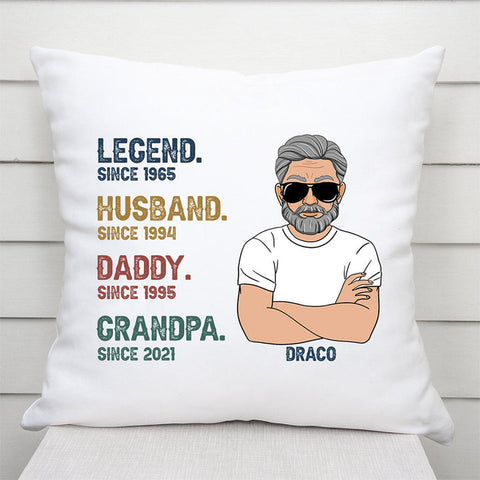Personalised Legend Husband Daddy Grandad Since Pillow- 70th Birthday Gifts Ideas For Dad