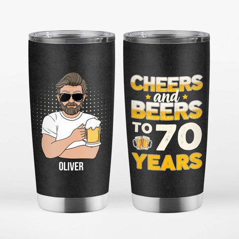 Personalised Cheers And Beers To 70 Years Tumblers as 70th birthday ideas for dad[product]