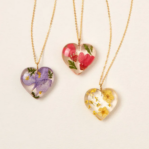 Birth Month Flower Heart Necklace - Mother's Day Gifts from Daughter