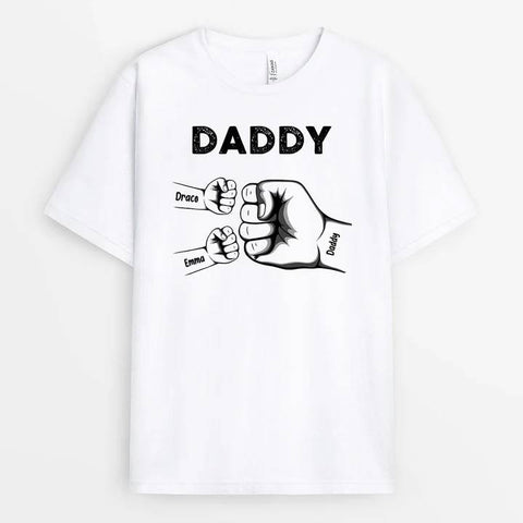 custom fathers day tee with fist bump and kids name[product]