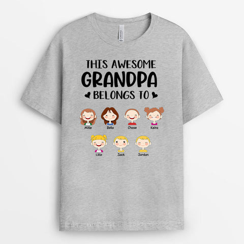 Personalised This Awesome Grandpa Belongs To T-shirt features with meaningful happy Fathers Day quotes from daughters, cute illustrations, and names