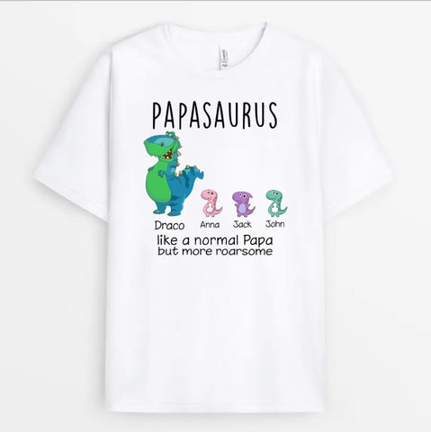 Personalised Grandpasaurus Shirt is added meaningful Fathers Day quotes from daughter, change the number of illustrations, and add names to it[product]