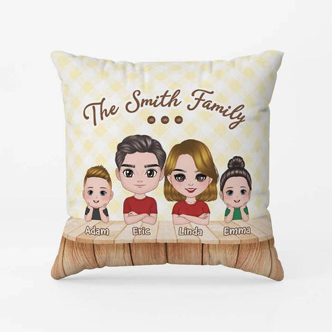 family pillow for dad on fathers day with illustration