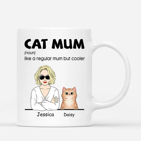 personalised ceramic cup with cat for cat mum