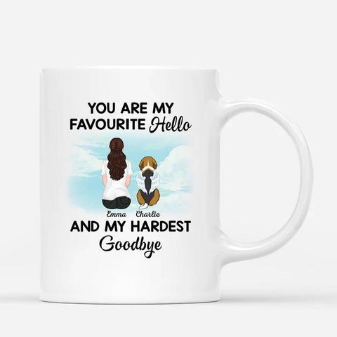 memorial dog mugs for dog lovers customised with names, message and illustration[product]