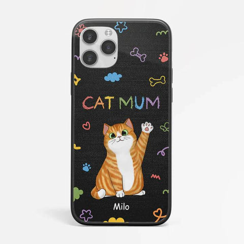custom cat phone case for cat mum with vibrant colour design[product]
