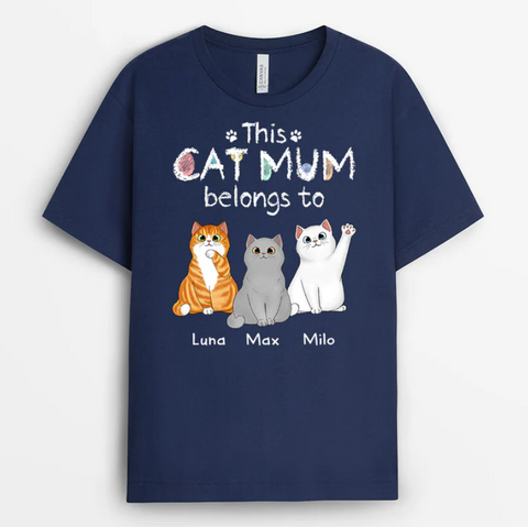 Personalised Colourful Cat Mum T-shirt