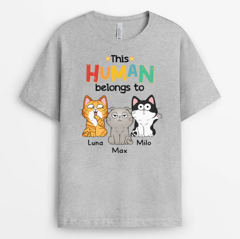 Personalised This Human Belongs To Cat T-Shirt