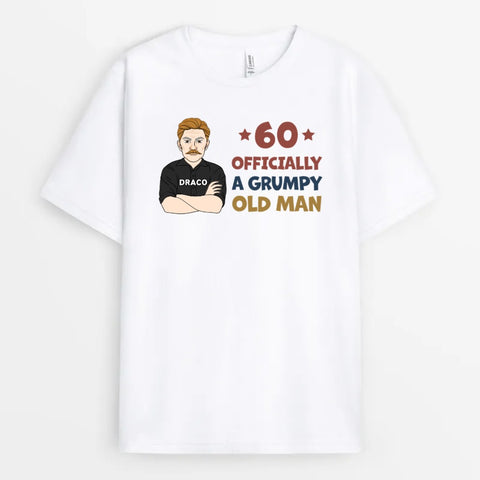 Funny T-Shirt Ideas For 60th Birthday for him with his names, illustration and funny 60th birthday quote[product]