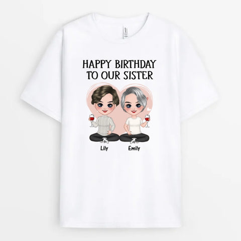 Ladies 60th Birthday T Shirts for sisters, besties with illustrations, names and custom text[product]