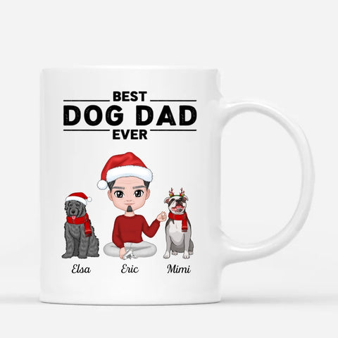 personalised mugs for dog dad on christmas with name and portrait[product]