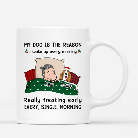 personalised mugs for dog dad with Xmas-theme, custom with names and illustration[product]