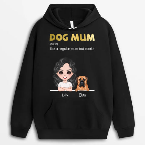 customised hoodies for dog mum with owner and dog illustration