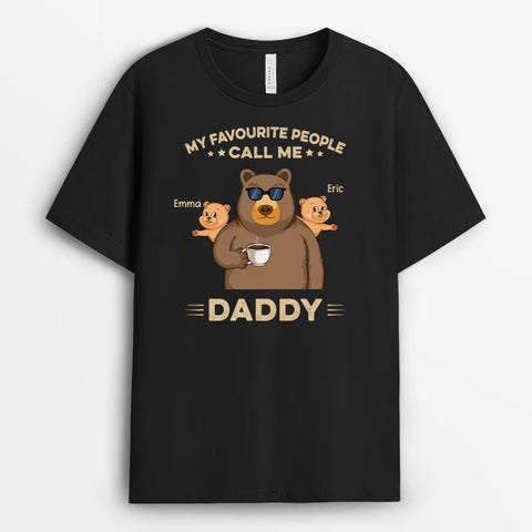 funny fathers day tee customised for dad printed with name, bear illustration, funny text