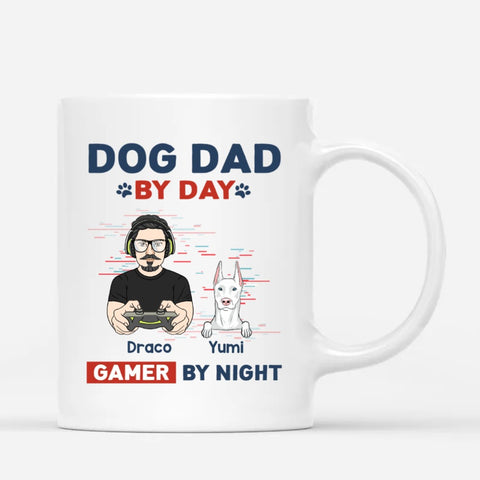 customised fathers day ceramic cups from the dog with name, text and gaming theme