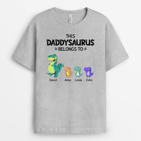 customised fathers day tee with funny dinosaur