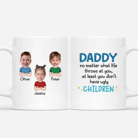 funny customised fathers day mugs for dad from kids with photo
