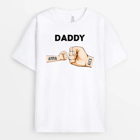 customised shirts for the first father's day with fist bump