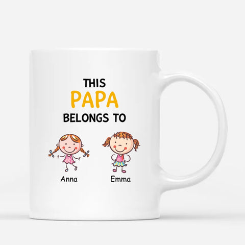 Father's Day funny quotes on personalised mugs printed with kids names, illustration made from ceramic[product]