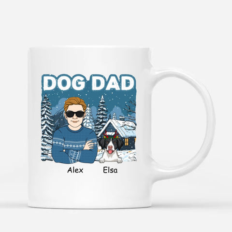 personalised Christmas mugs for dog dad with illustration[product]