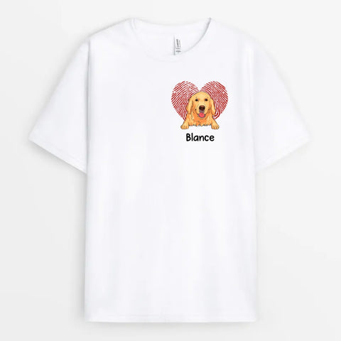 personalised dog tee for dog mum with dog portrait and heart[product]