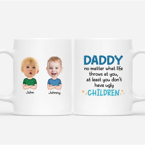 personalised dad mugs with funny design, custom from names, photos and happy Fathers Day funny quotes[product]