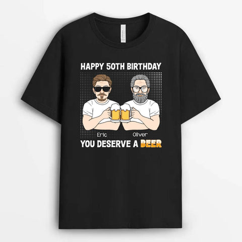 Ideas for 50th Birthday T-Shirts For Men With Names, Birthdate And Happy 50th Birthday Message[product]
