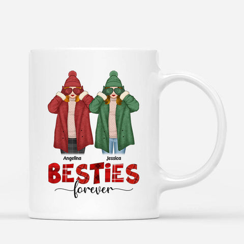 Christmas Besties Forever Mug as funny birthday wishes for best friend