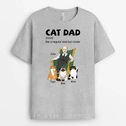 personalised cat dad shirts printed with human and cat illustration