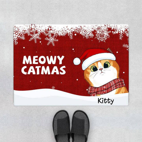 customised xmas themed cat door mat for cat lovers