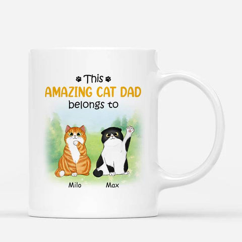 customised cat dad mugs printed with cute message from cat