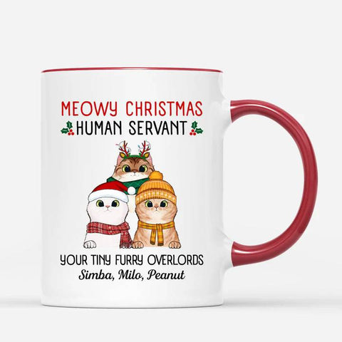 personalised christmas cat mugs for cat dad with funny text