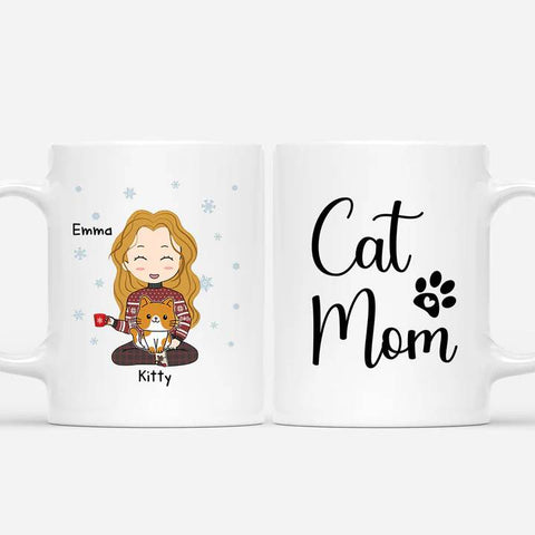 personalised ceramic cups for cat mum on christmas[product]