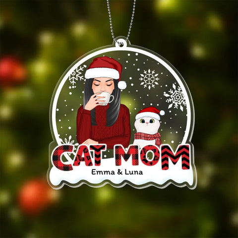 personalised christmas ornament with cat for cat mum