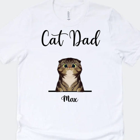 personalised cat dad t shirts with cat portrait