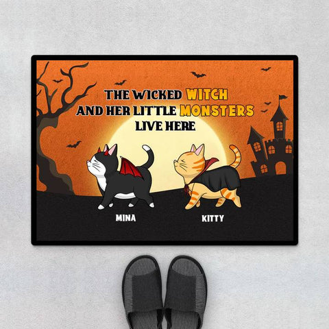 custom halloween cat door mat for cat parents