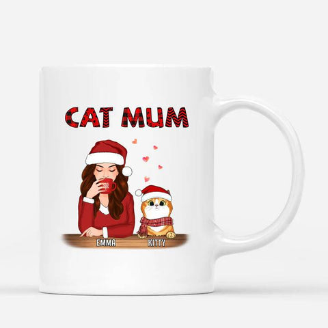 personalised cat mum mugs with christmas theme[product]