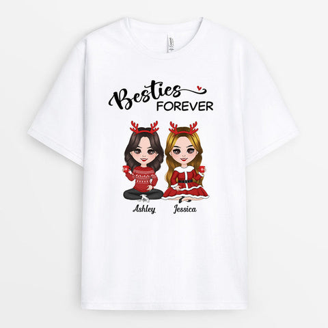 Personalised Besties Forever Christmas T-shirt as affordable gifts for friends[product]
