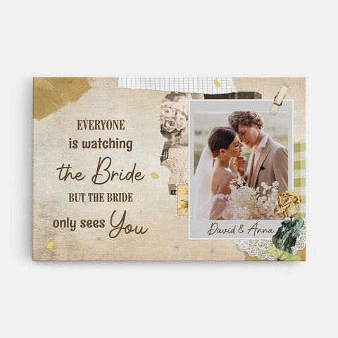 Personalised The Bride Only Sees You Canvas as cheap marriage gifts
