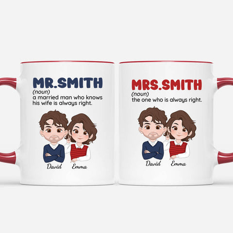 Personalised Definition Of Husband And Wife Mugs as affordable wedding presents