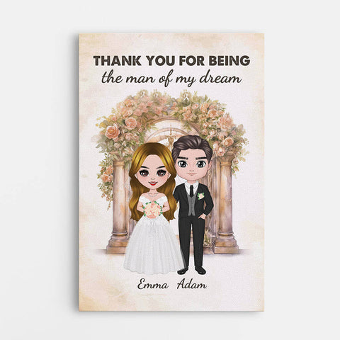 Personalised Thank You For Being My Dream Man Canvas as cheap wedding gifts